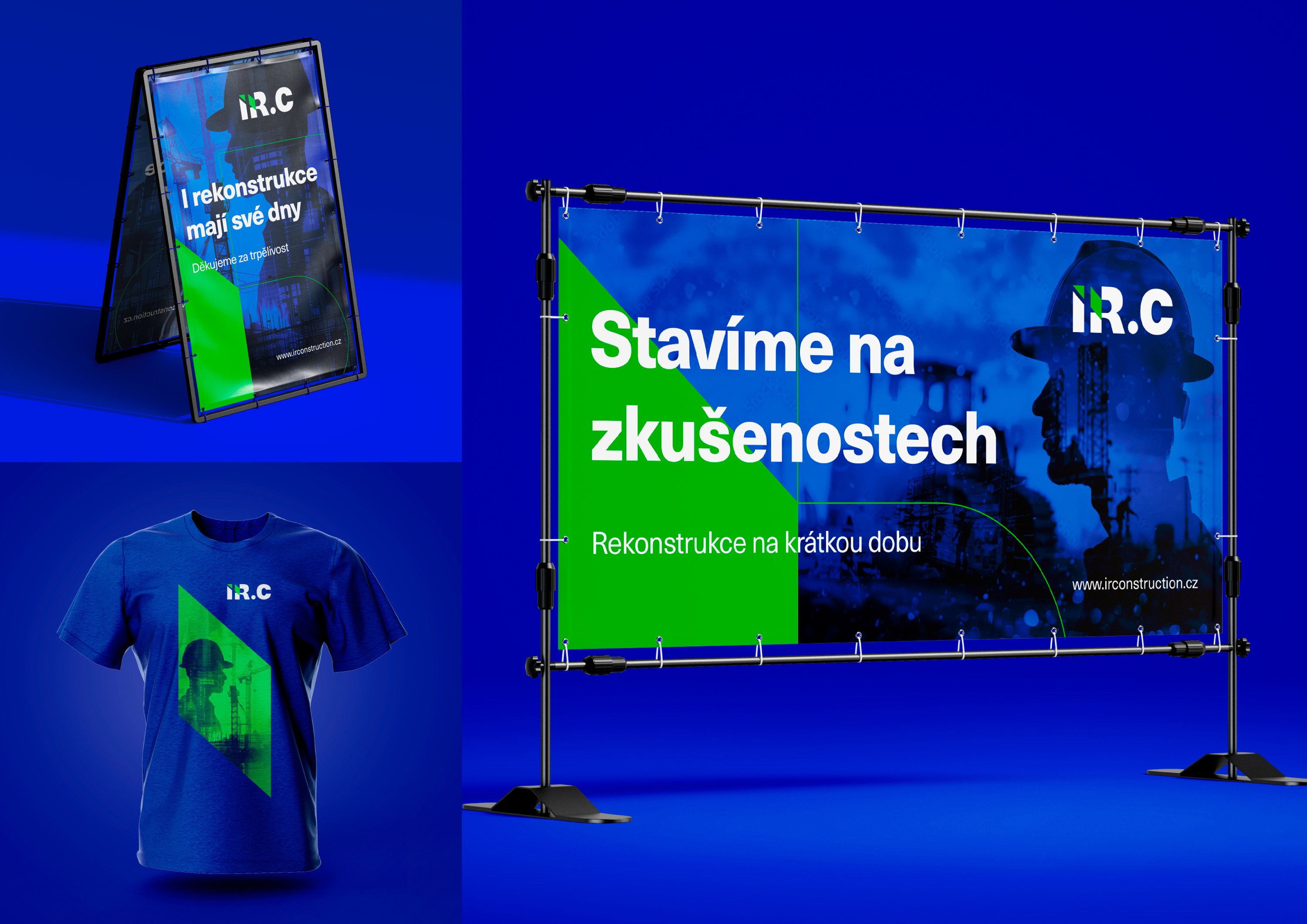 IR Consulting - stavební cedule, stavební plachta, sada designů potisku triček - 07/2024