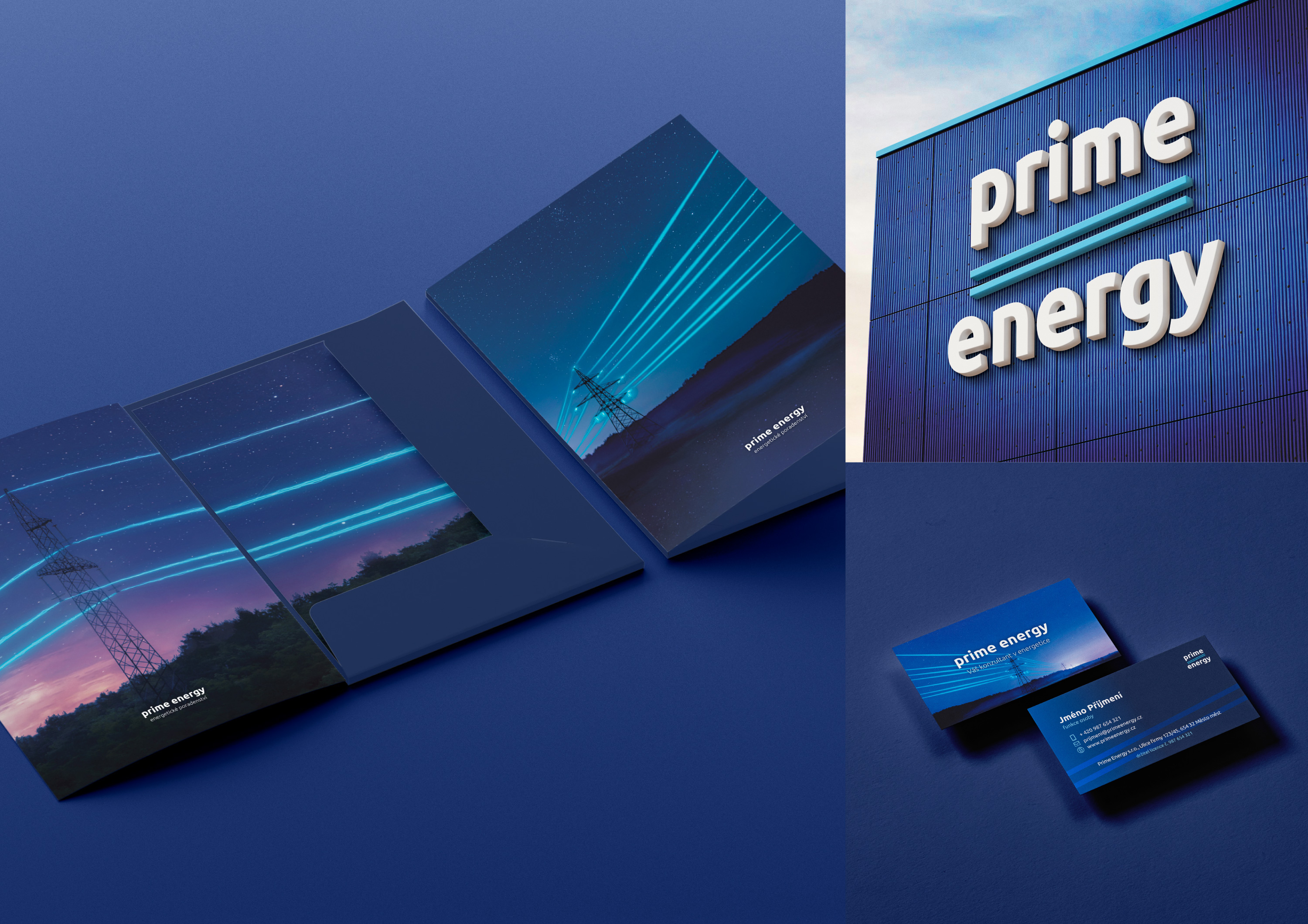 Prime energy - vizuální styl, firemní identita, design desek, grafika vizitek, tvorba loga - 09/2022