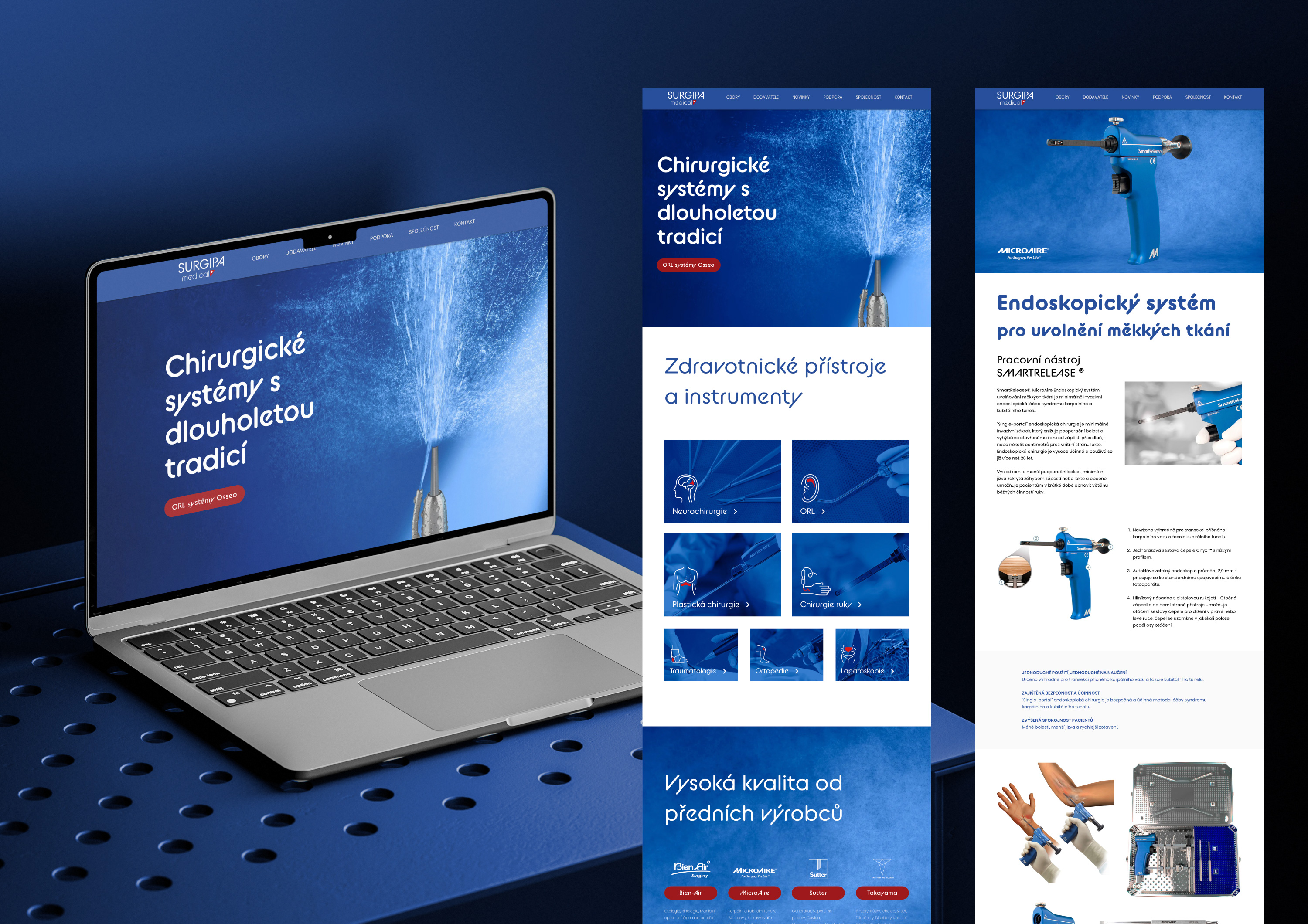 03/2023 Surgipa Medical s.r.o. / www.surgipa.cz / grafický návrh v Adobe Illustrator, realizace ve Wix nocode builder, optimalizace pro desktop a mobile 